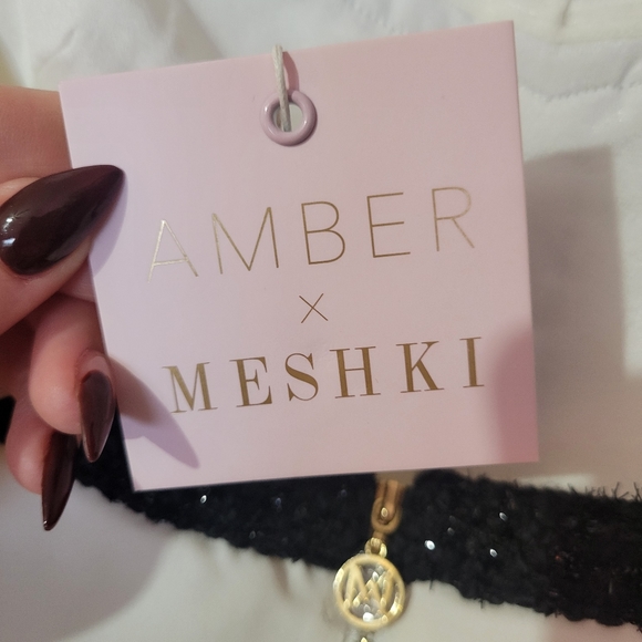 NWT Meshki × Amber Claudia Tweed Trim Bardot Top - Picture 5 of 6